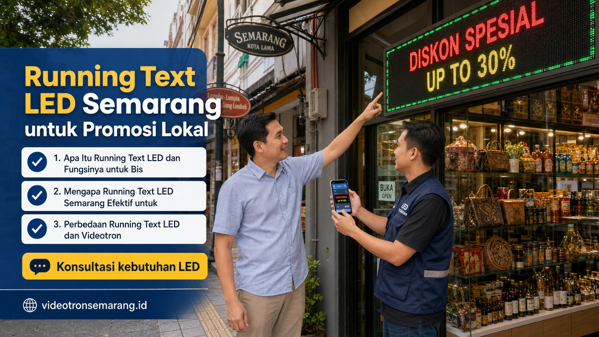 sewa videotron Semarang - Running Text LED Semarang untuk Promosi Lokal