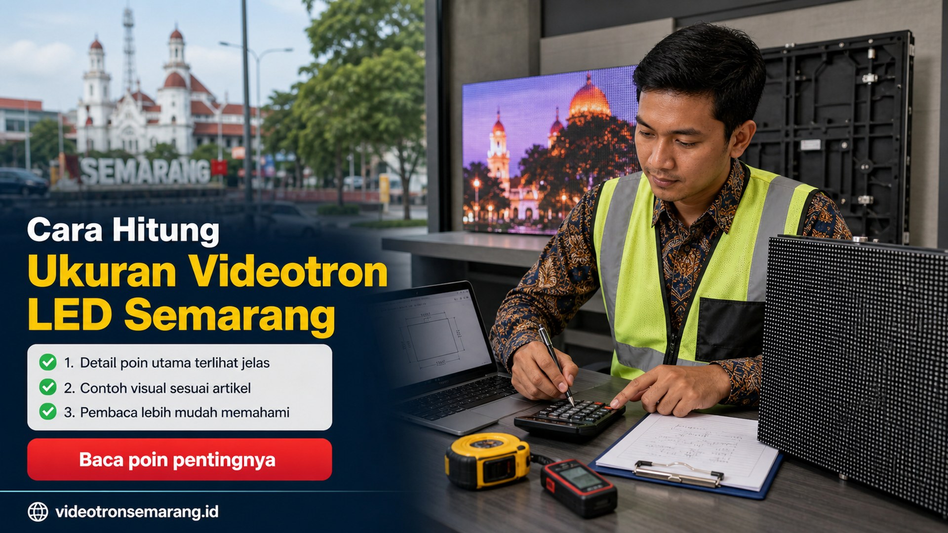 Ilustrasi sewa videotron Semarang - Cara Hitung Ukuran Videotron LED Semarang