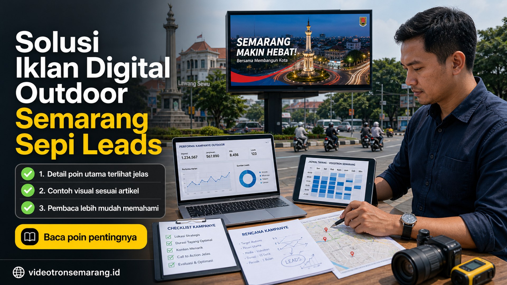 Ilustrasi sewa videotron Semarang - Solusi Iklan Digital Outdoor Semarang Sepi Leads