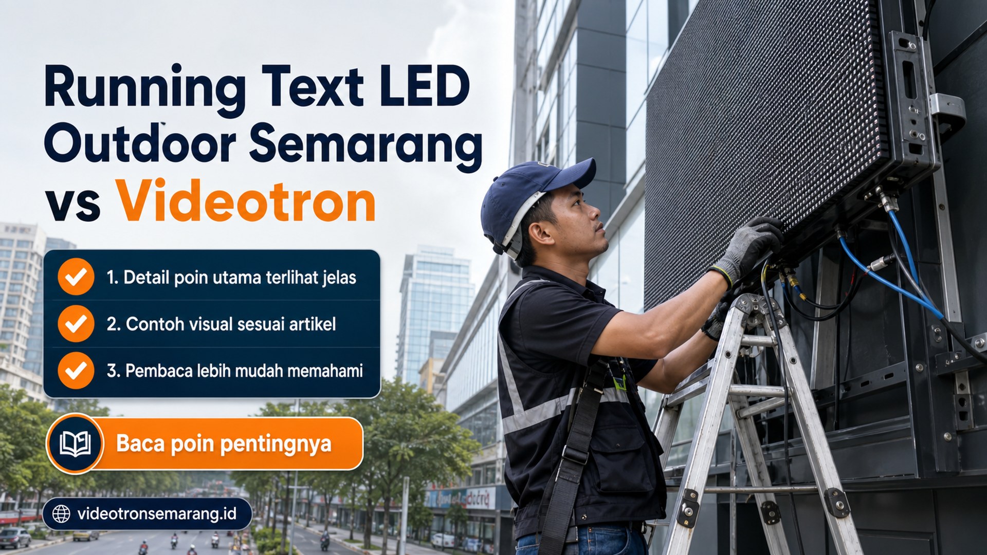 Ilustrasi sewa videotron Semarang - Running Text LED Outdoor Semarang vs Videotron