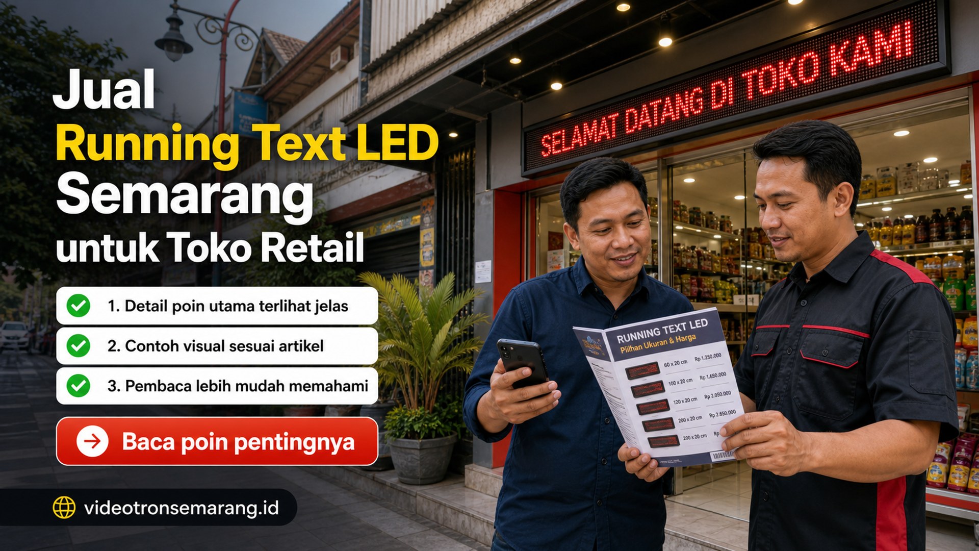 Ilustrasi sewa videotron Semarang - Jual Running Text LED Semarang untuk Toko Retail