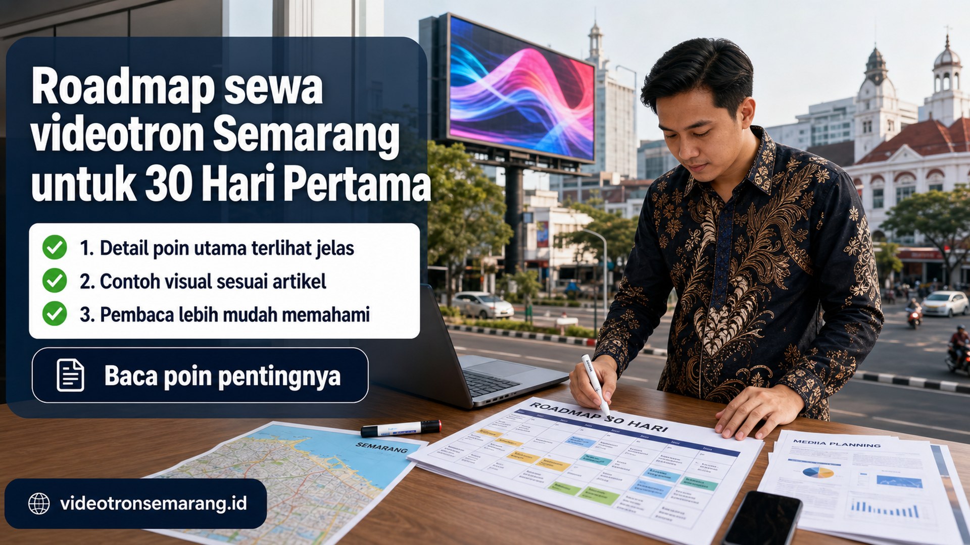 Ilustrasi Roadmap sewa videotron Semarang untuk 30 Hari Pertama