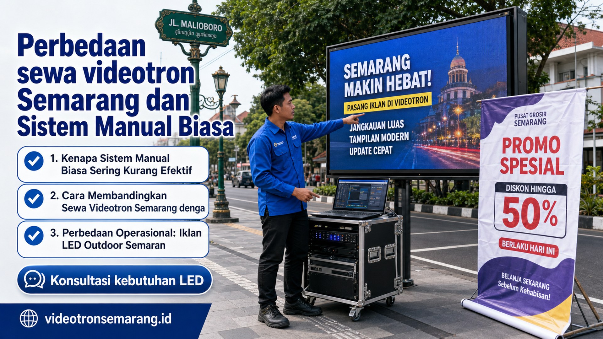 Perbedaan sewa videotron Semarang dan Sistem Manual Biasa