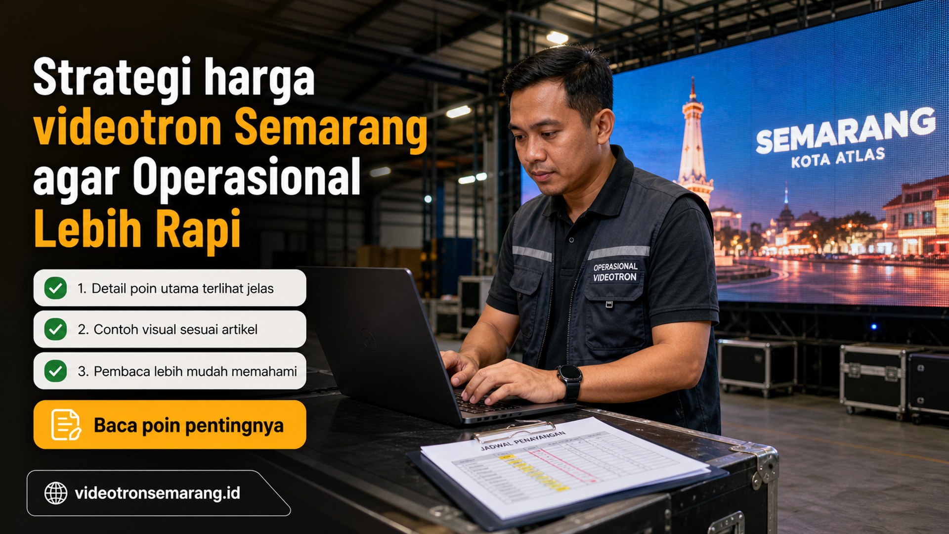 Ilustrasi sewa videotron Semarang - Strategi harga videotron Semarang agar Operasional Lebih Rapi