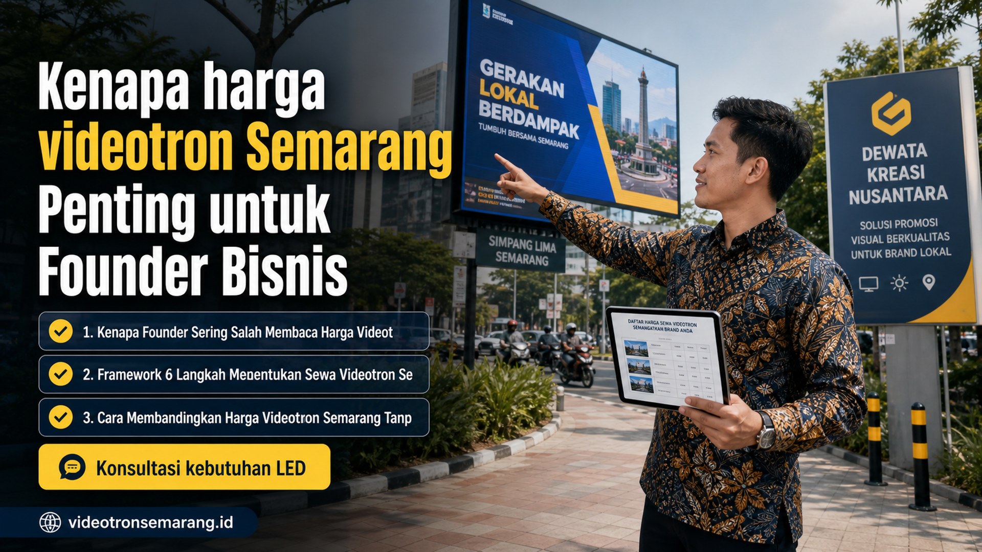sewa videotron Semarang - Kenapa harga videotron Semarang Penting untuk Founder Bisnis
