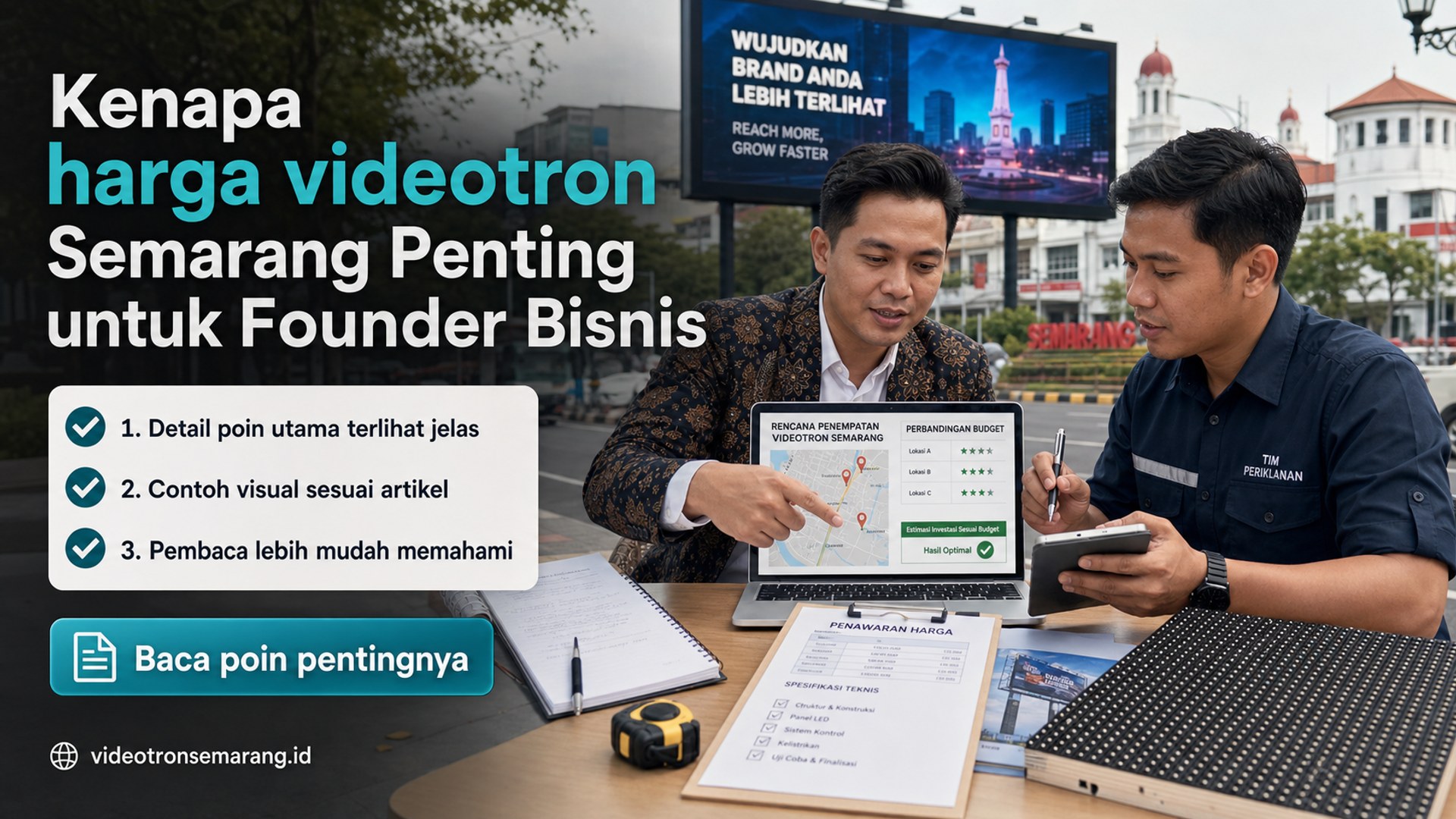 Ilustrasi sewa videotron Semarang - Kenapa harga videotron Semarang Penting untuk Founder Bisnis