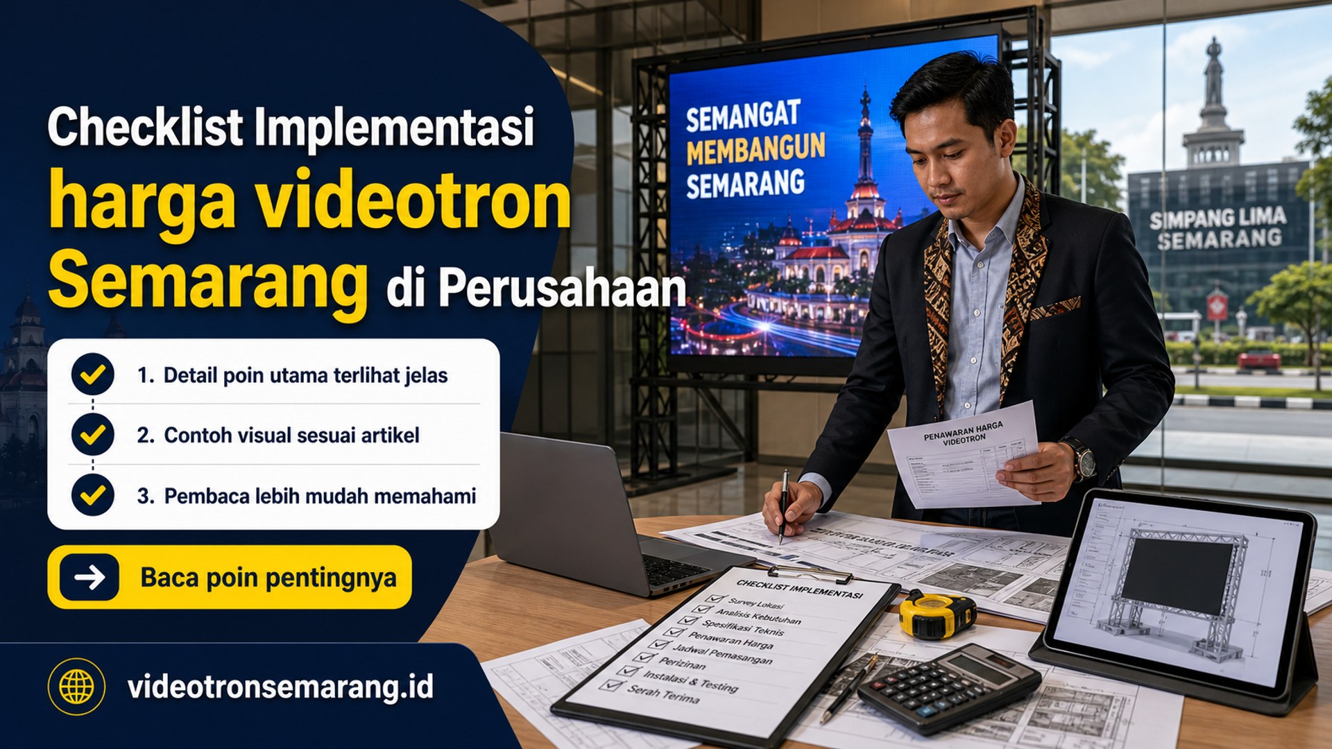 Ilustrasi sewa videotron Semarang - Checklist Implementasi harga videotron Semarang di Perusahaan