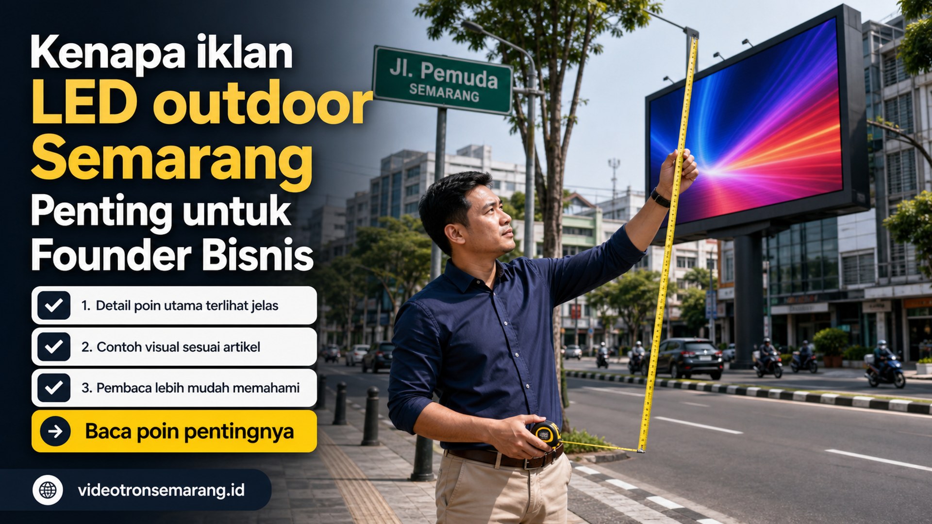Ilustrasi sewa videotron Semarang - Kenapa iklan LED outdoor Semarang Penting untuk Founder Bisnis