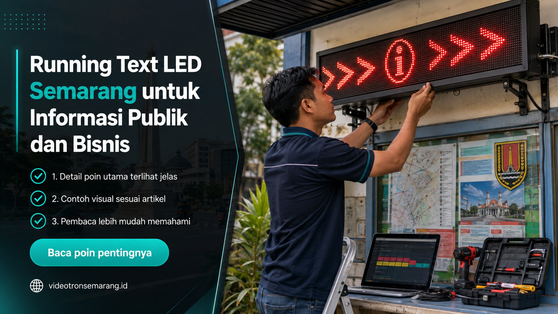 Ilustrasi sewa videotron Semarang - Running Text LED Semarang untuk Informasi Publik dan Bisnis