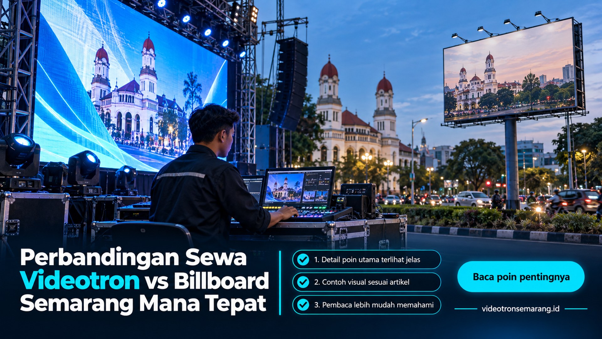 Ilustrasi sewa videotron Semarang - Perbandingan Sewa Videotron vs Billboard Semarang Mana Tepat