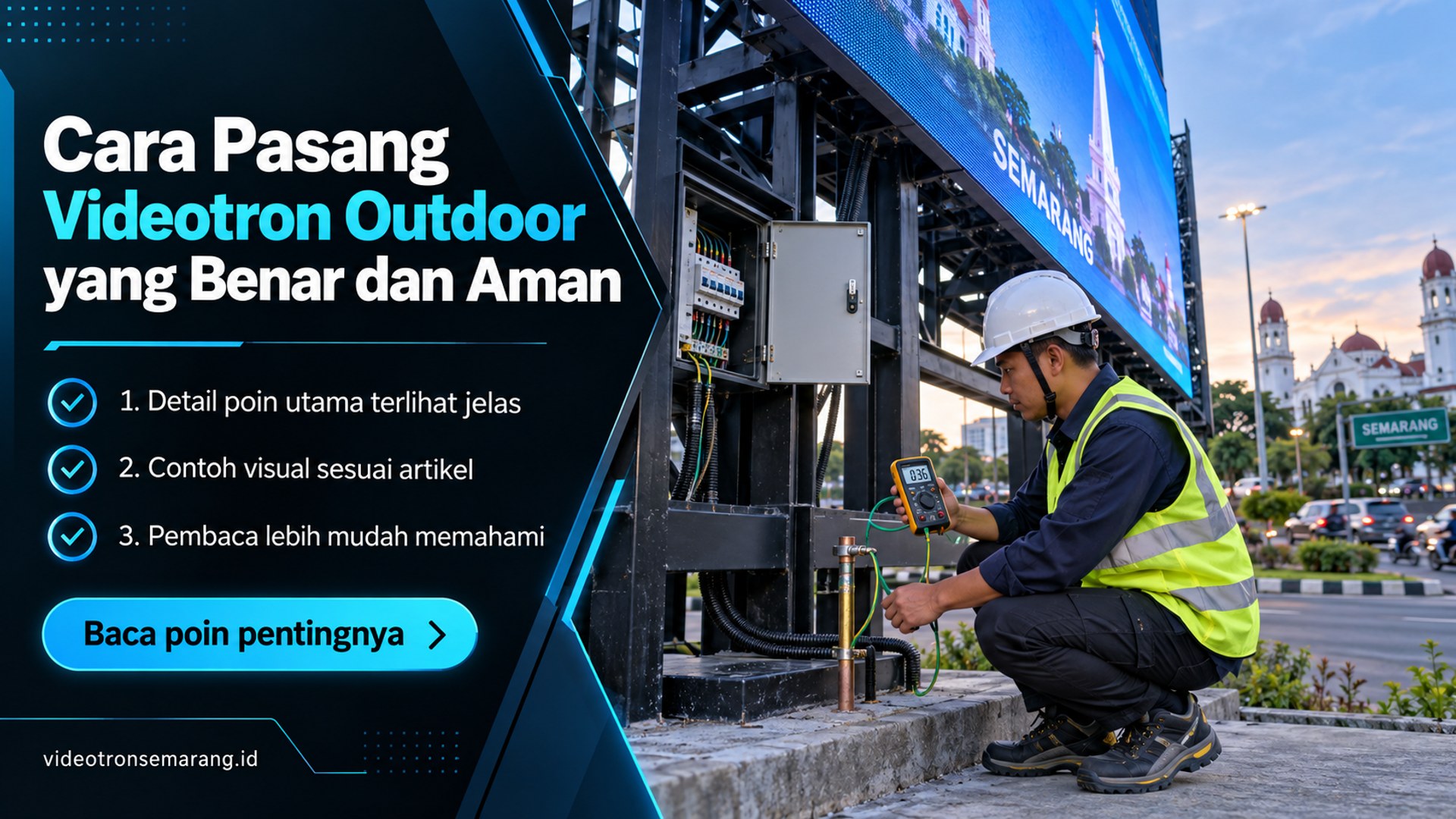Ilustrasi sewa videotron Semarang - Cara Pasang Videotron Outdoor yang Benar dan Aman