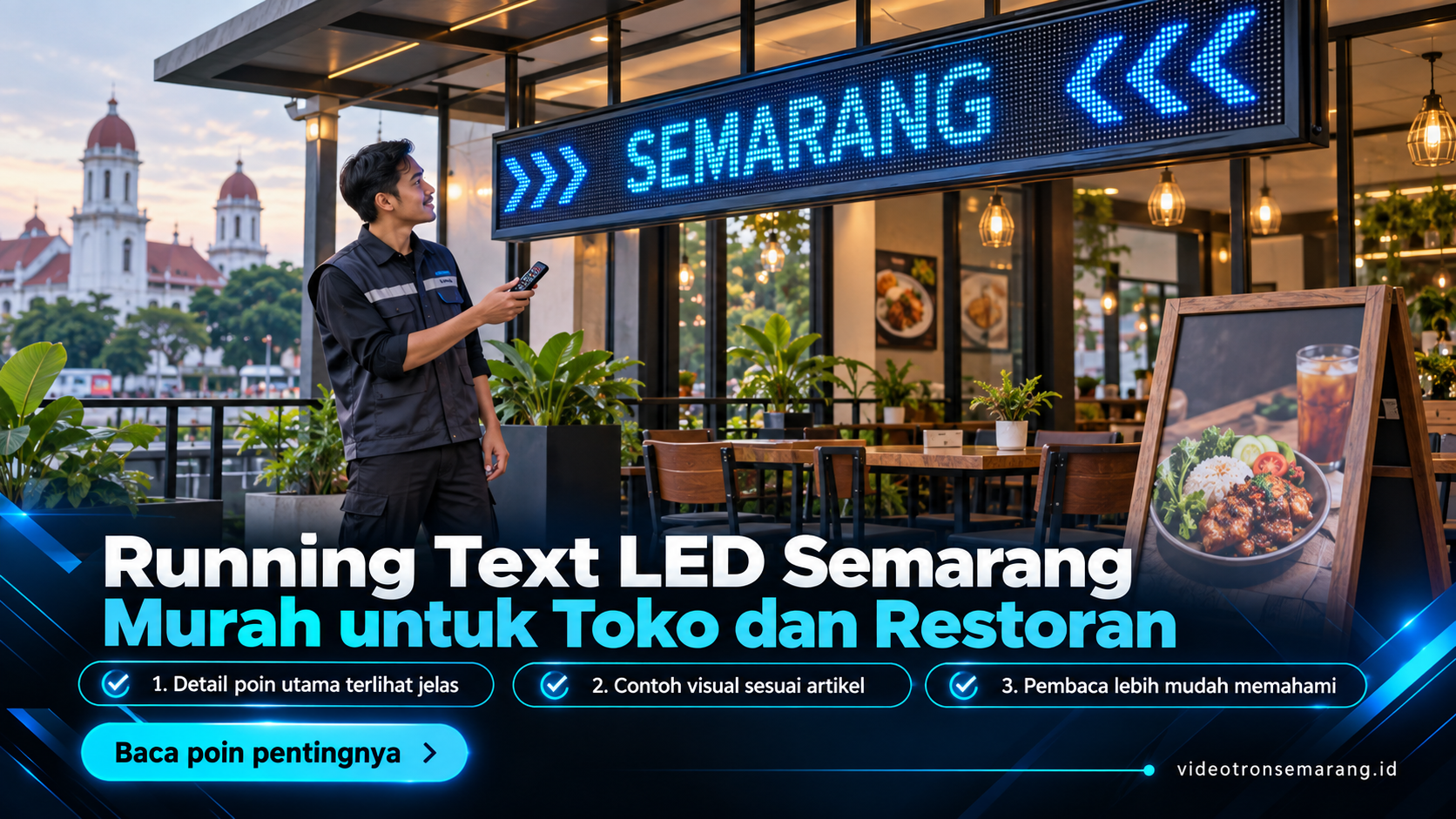 Ilustrasi sewa videotron Semarang - Running Text LED Semarang Murah untuk Toko dan Restoran