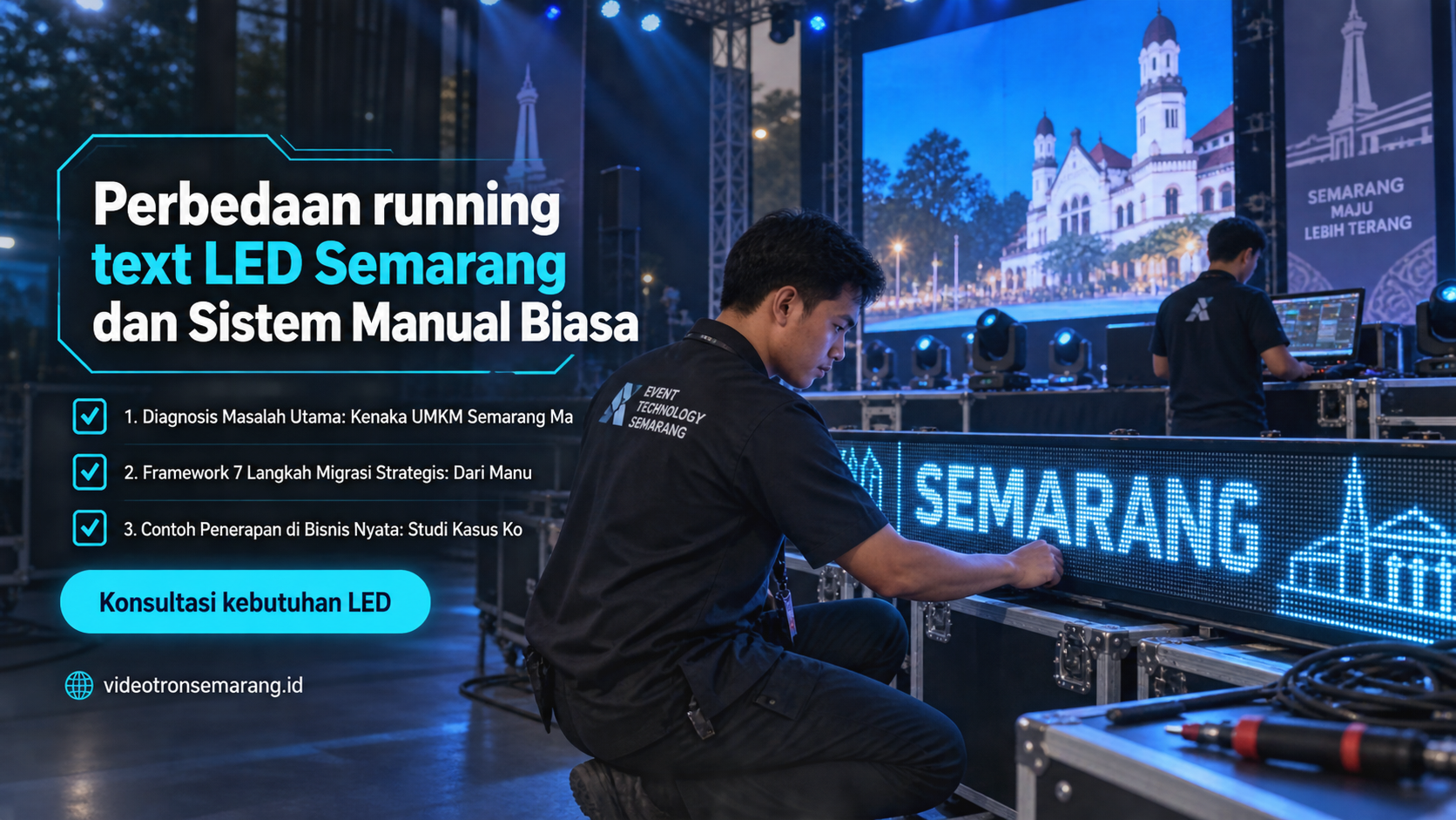 sewa videotron Semarang - Perbedaan running text LED Semarang dan Sistem Manual Biasa