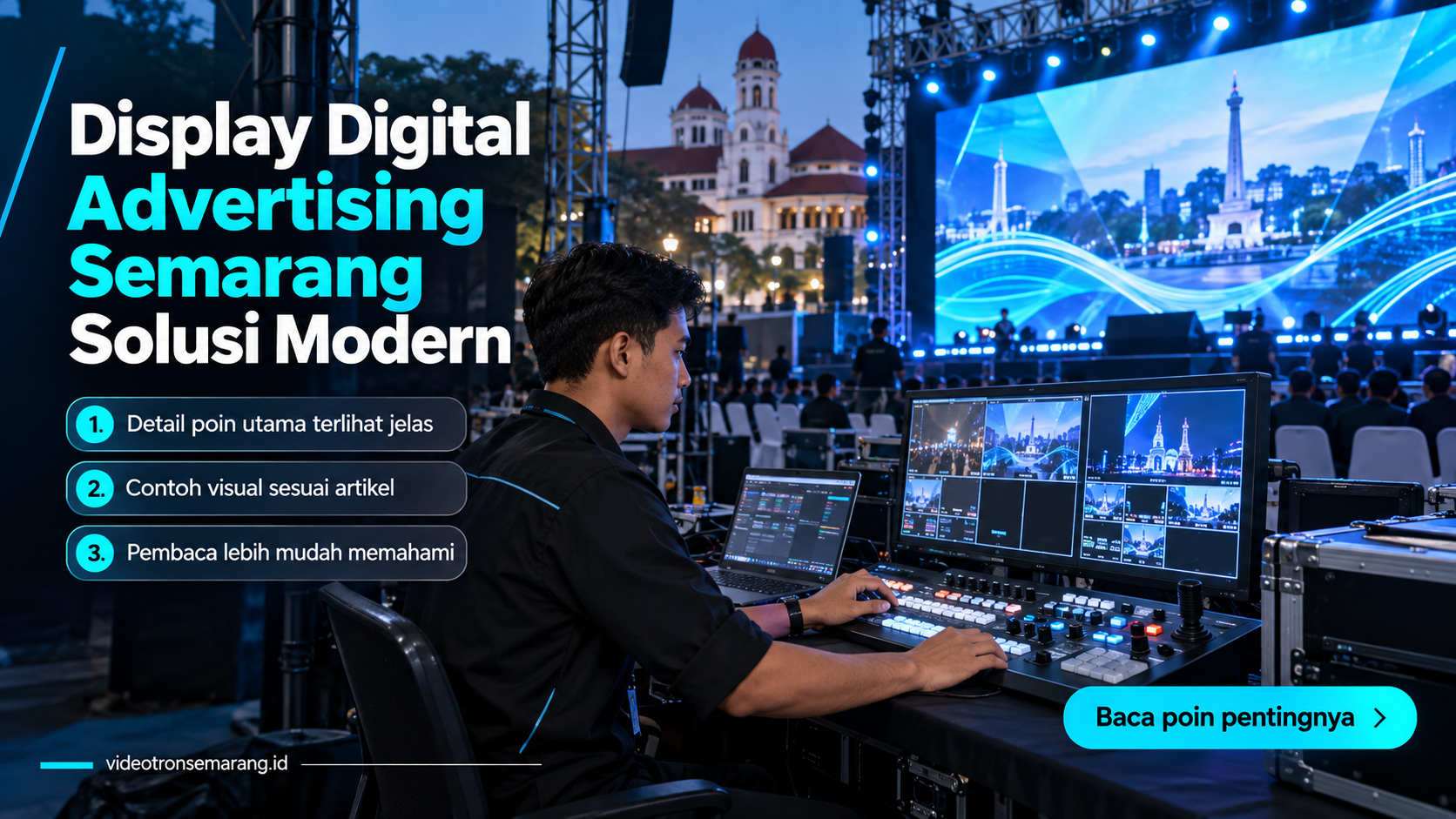 Ilustrasi sewa videotron Semarang - Display Digital Advertising Semarang Solusi Modern