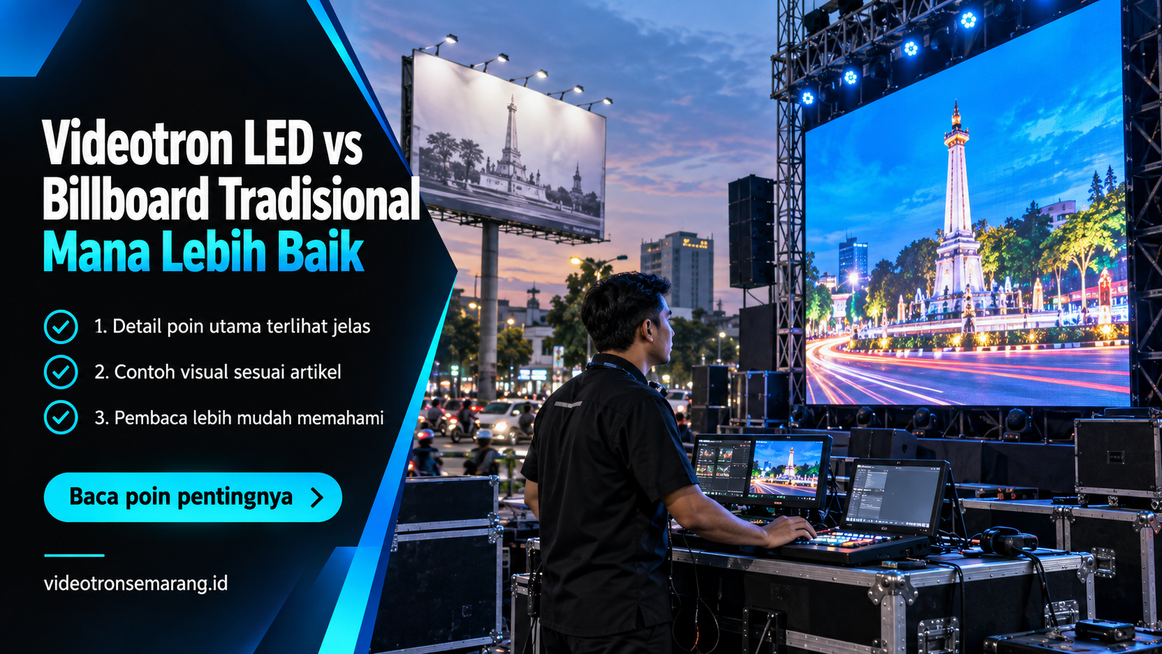 Ilustrasi sewa videotron Semarang - Videotron LED vs Billboard Tradisional Mana Lebih Baik