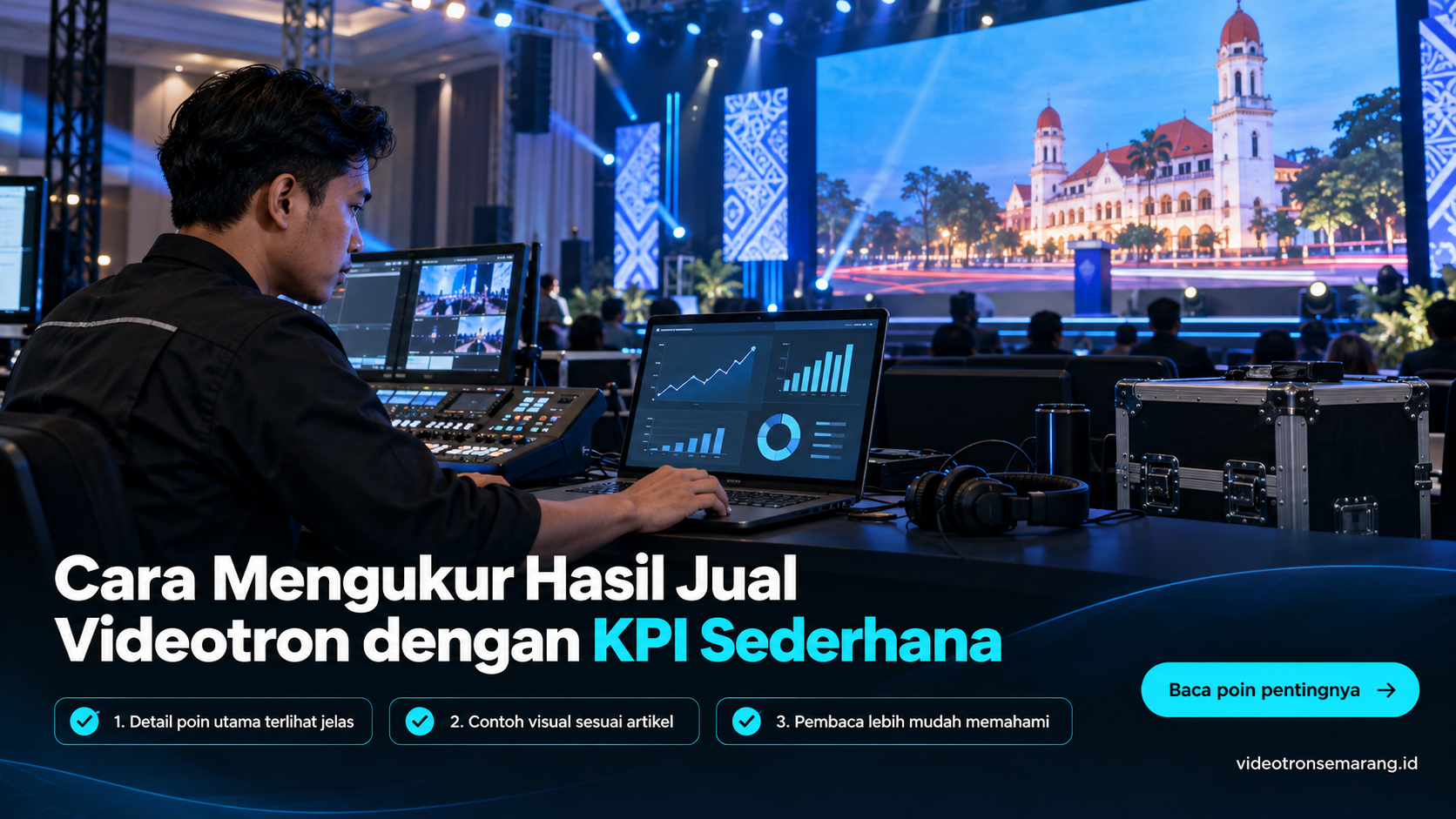 Ilustrasi sewa videotron Semarang - Cara Mengukur Hasil Jual Videotron dengan KPI Sederhana